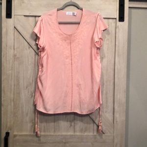 Pink Flutter Sleeve Blouse